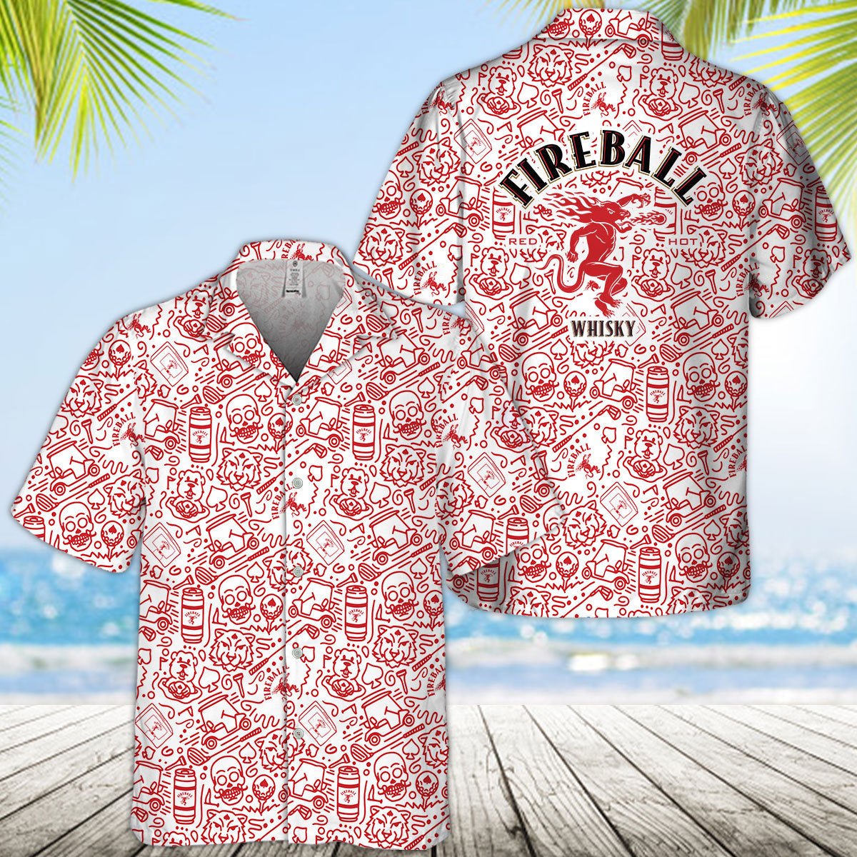 Fireball Summer Doodle Art Hawaiian Shirt - VinoVogue.com