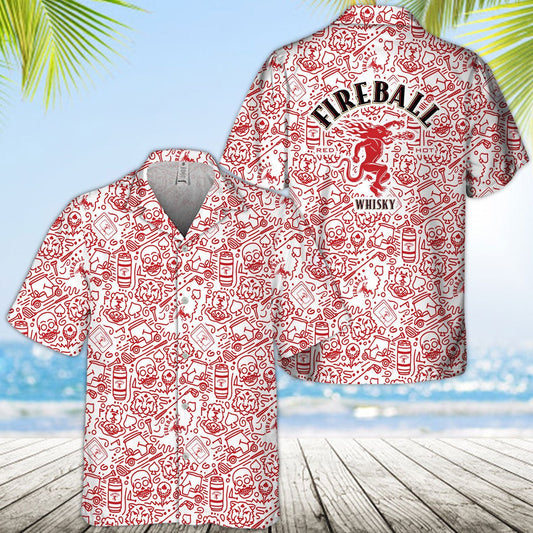 Fireball Summer Doodle Art Hawaiian Shirt - VinoVogue.com