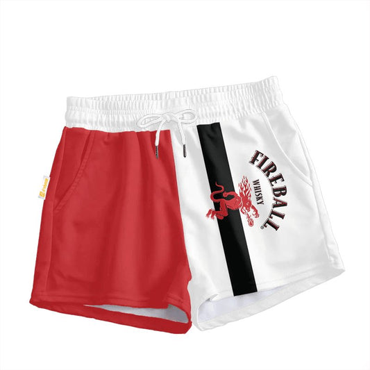 Fireball Red And White Women's Casual Shorts - VinoVogue.com