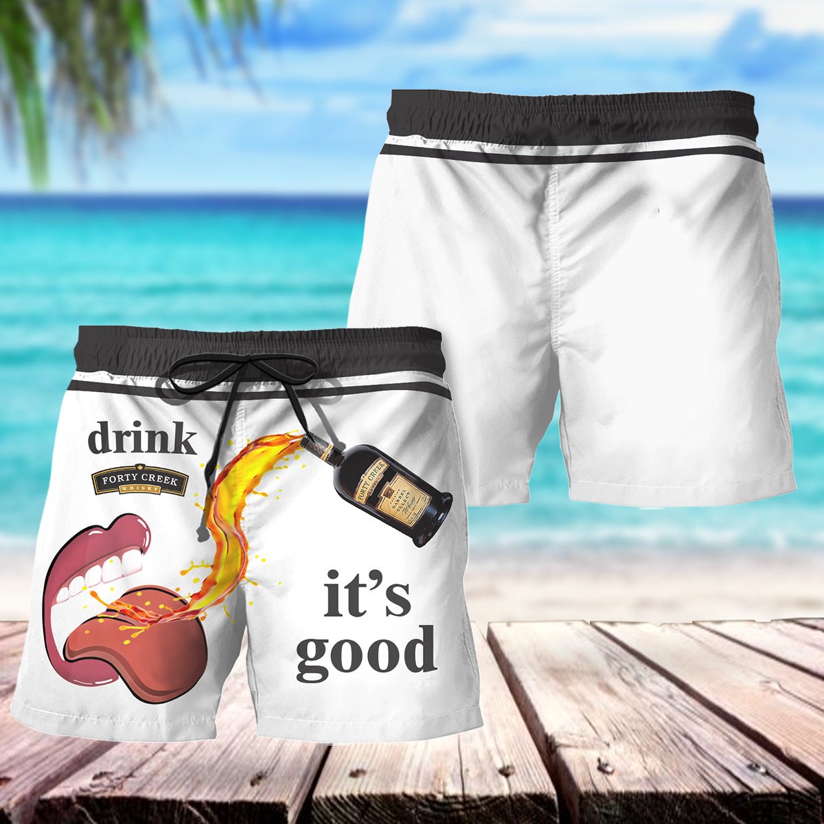 Drink Forty Creek It's Good Swim Trunks - VinoVogue.com