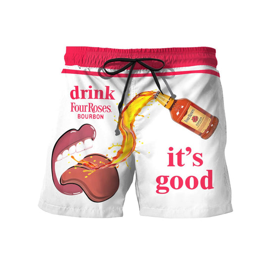 Drink Four Roses Bourbon It's Good Swim Trunks - VinoVogue.com