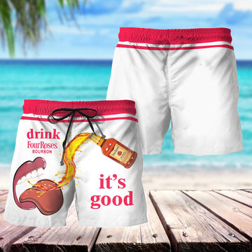 Drink Four Roses Bourbon It's Good Swim Trunks - VinoVogue.com