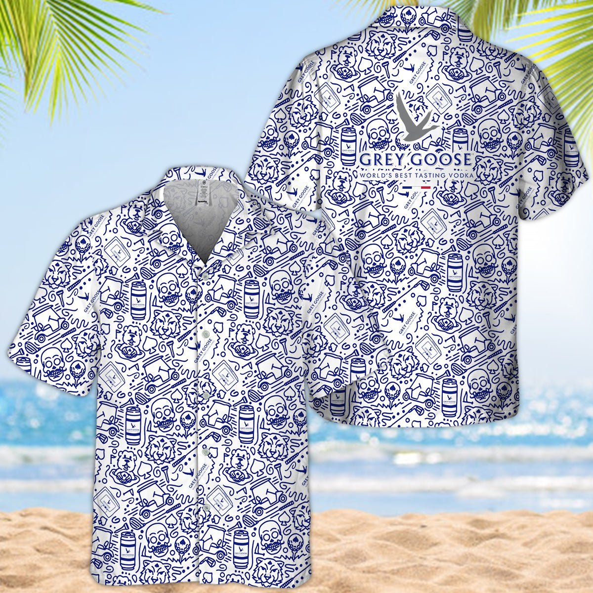 Grey Goose Summer Doodle Art Hawaiian Shirt - VinoVogue.com