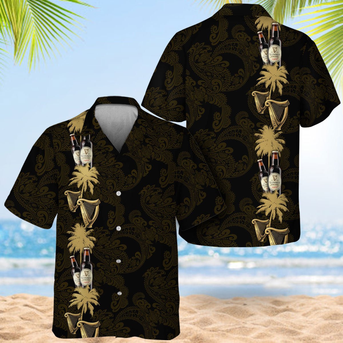 Guinness Coconut Tree Pattern Hawaiian Shirt - VinoVogue.com