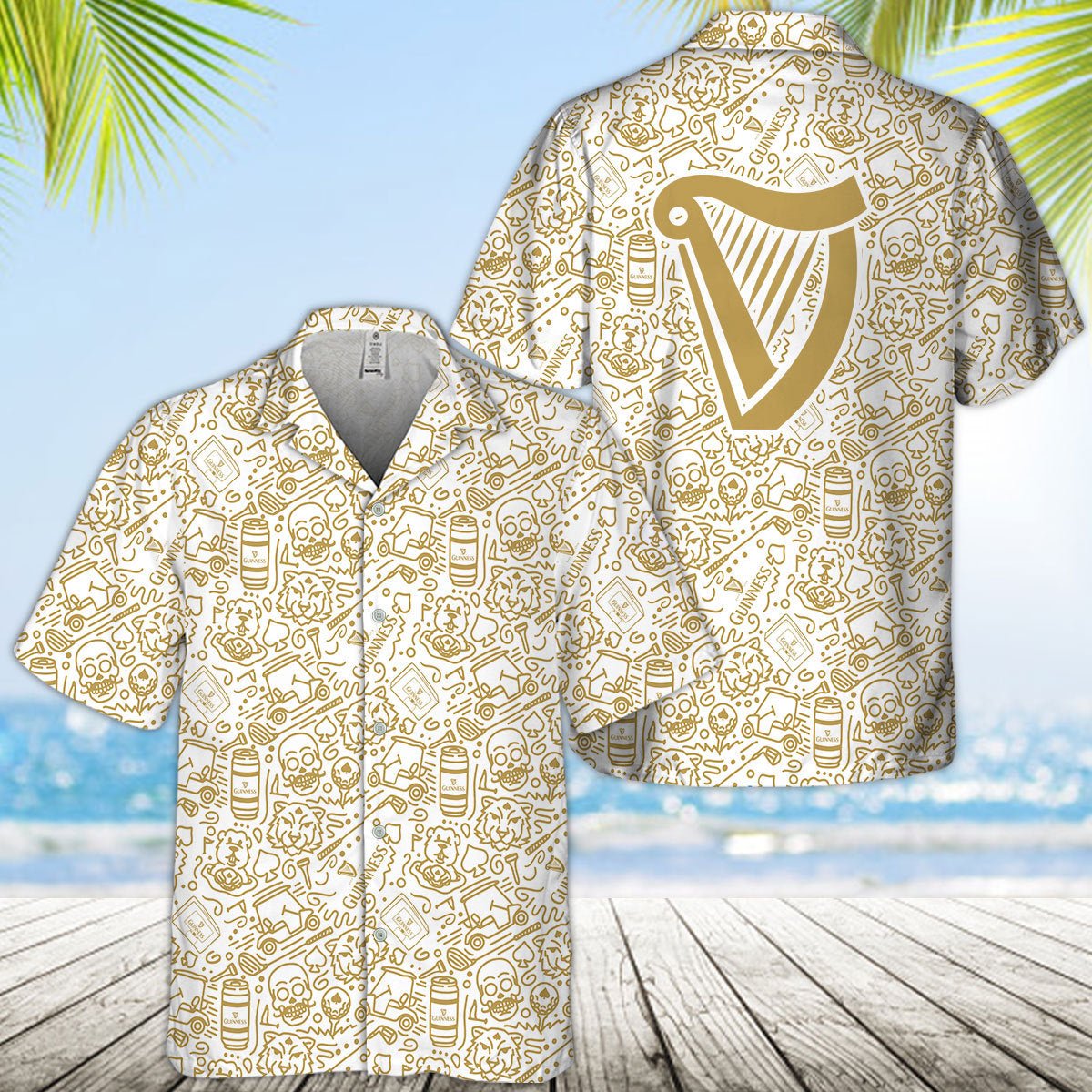 Guinness Summer Doodle Art Hawaiian Shirt - VinoVogue.com