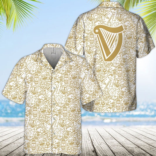 Guinness Summer Doodle Art Hawaiian Shirt - VinoVogue.com