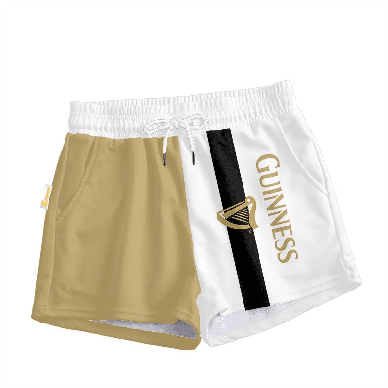 Guinness Beige And White Women's Casual Shorts - VinoVogue.com