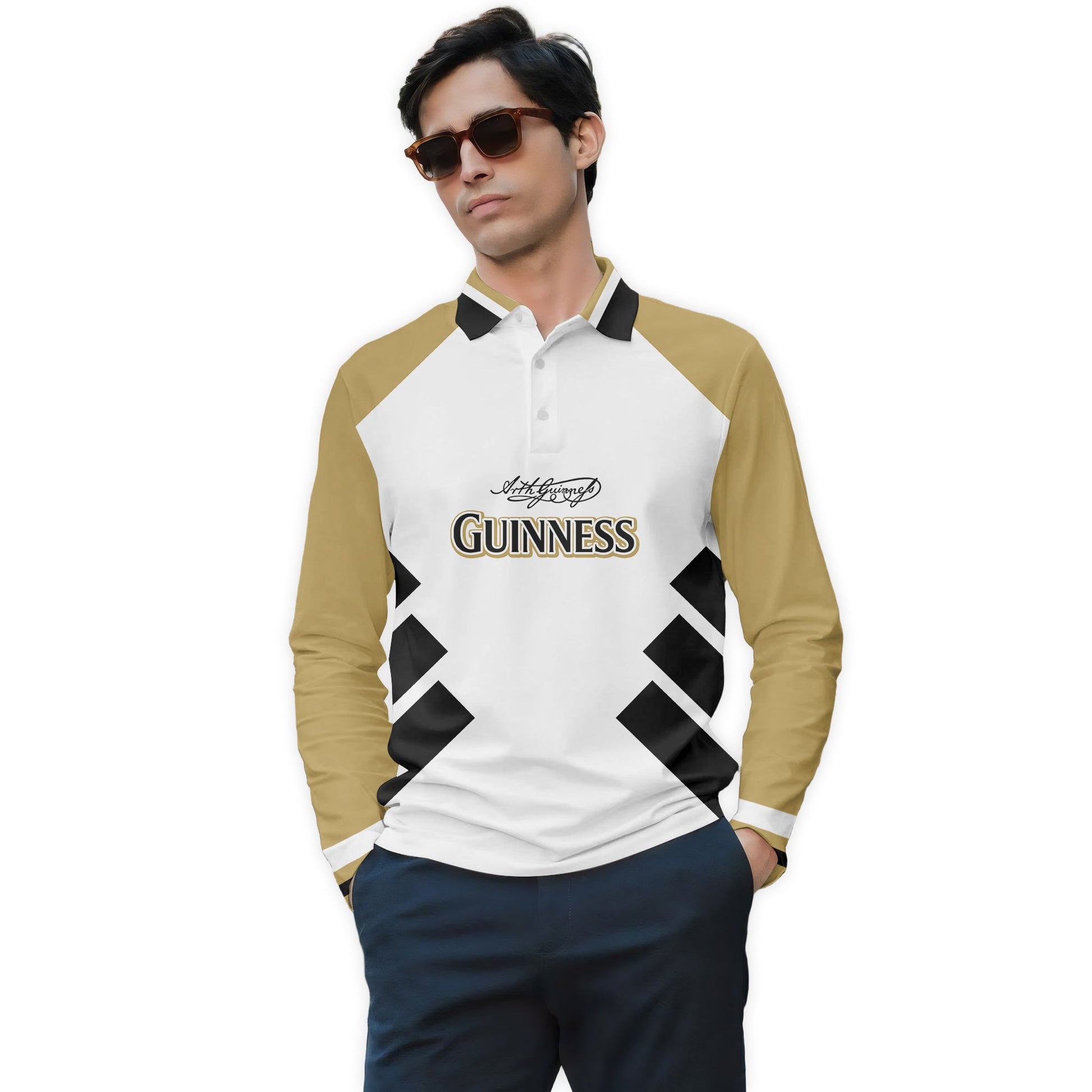  Guinness Bold Line Golf Long Sleeve Polo Shirt