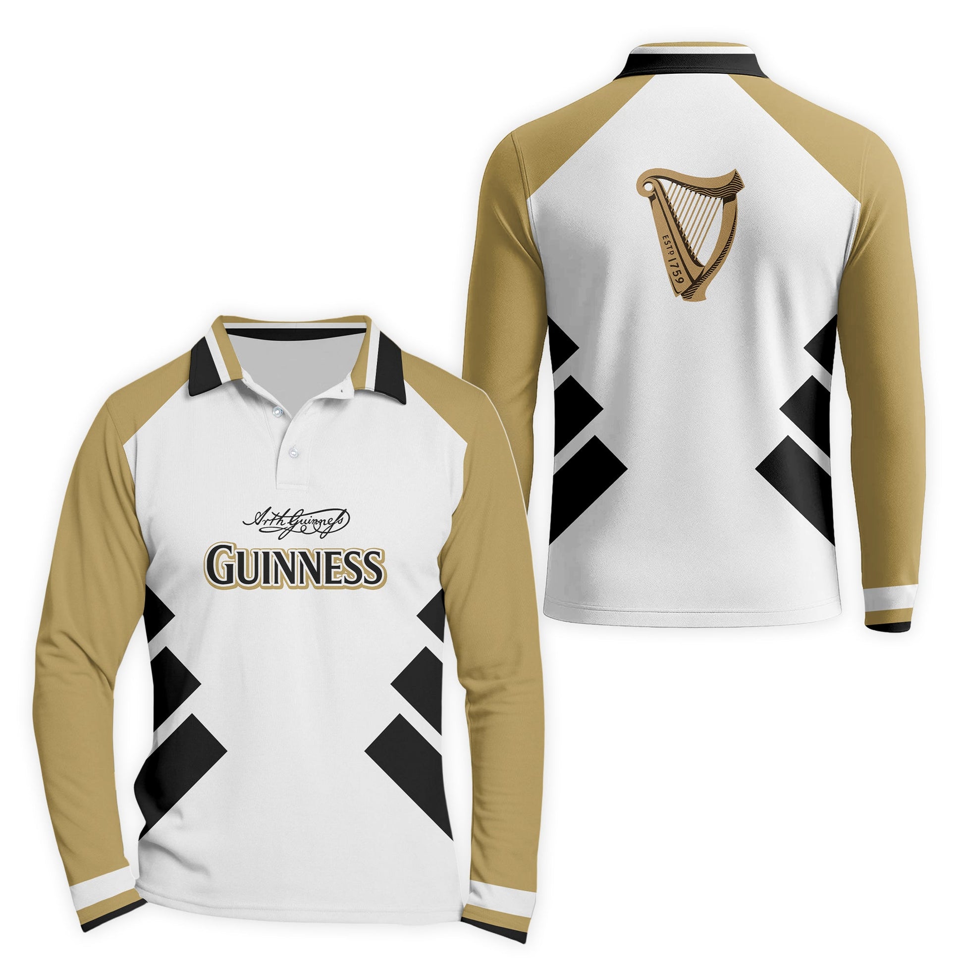  Guinness Bold Line Golf Long Sleeve Polo Shirt