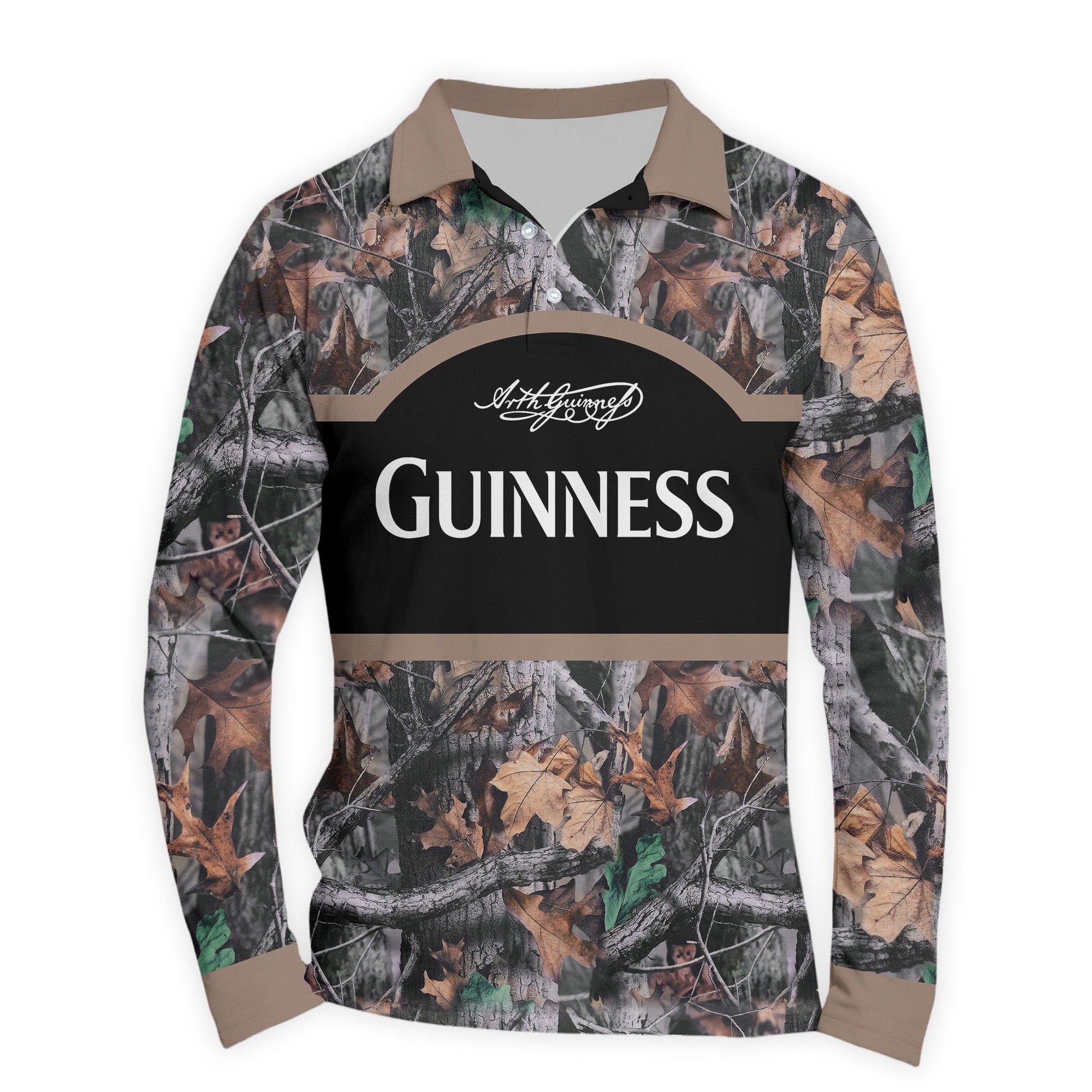  Guinness Camouflage Golf Long Sleeve Polo Shirt