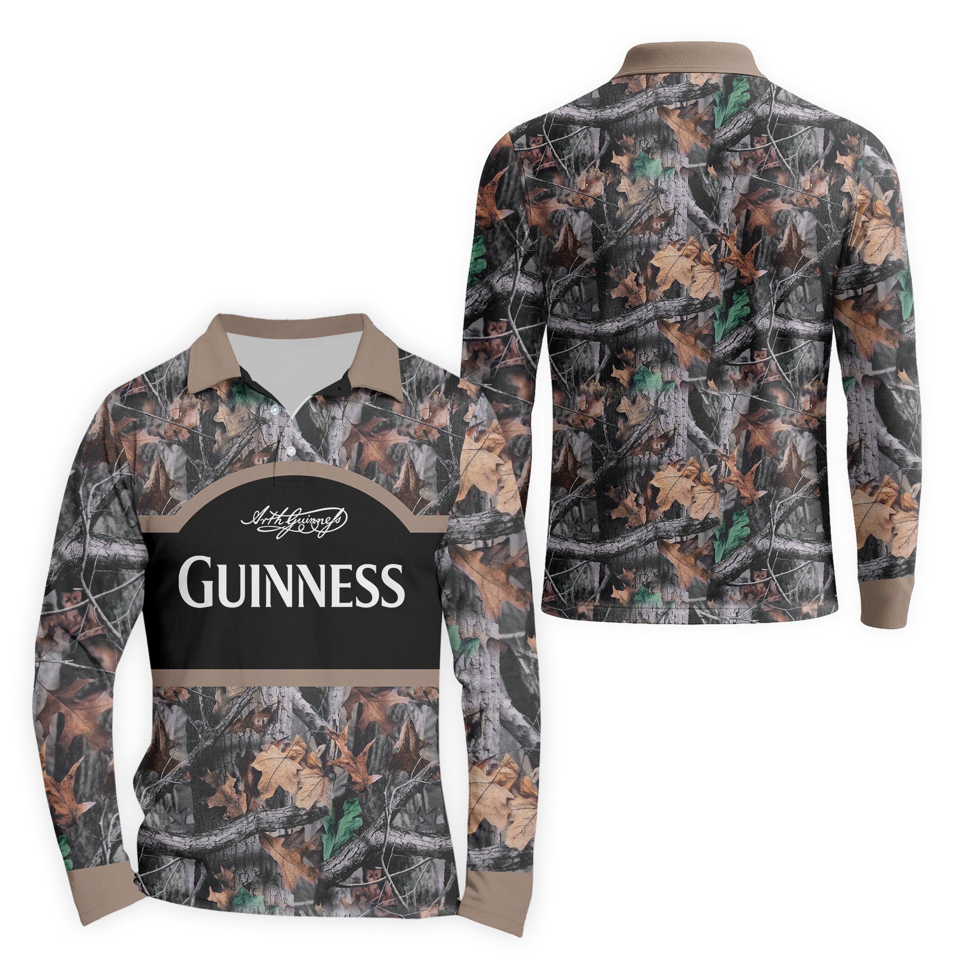  Guinness Camouflage Golf Long Sleeve Polo Shirt