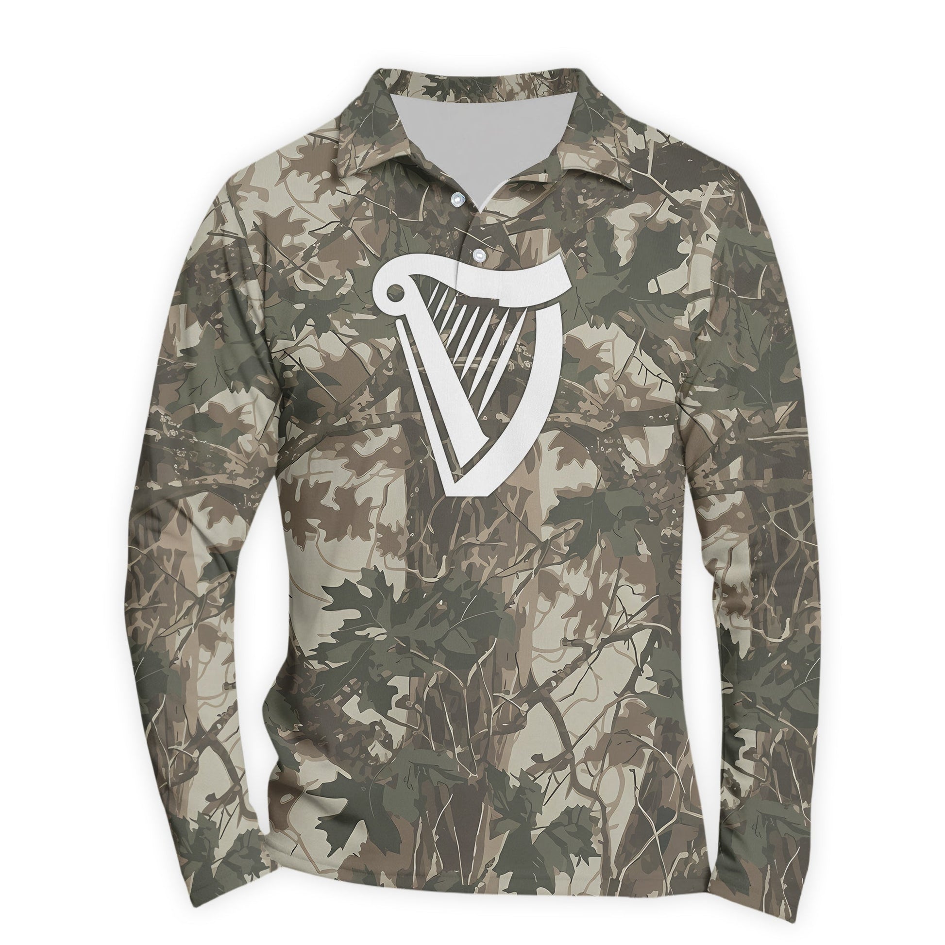  Guinness Country Camo Golf Long Sleeve Polo Shirt