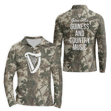  Guinness Country Camo Golf Long Sleeve Polo Shirt