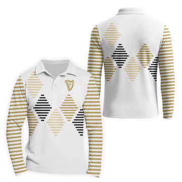  Guinness Diamond Stripe Golf Long Sleeve Polo Shirt