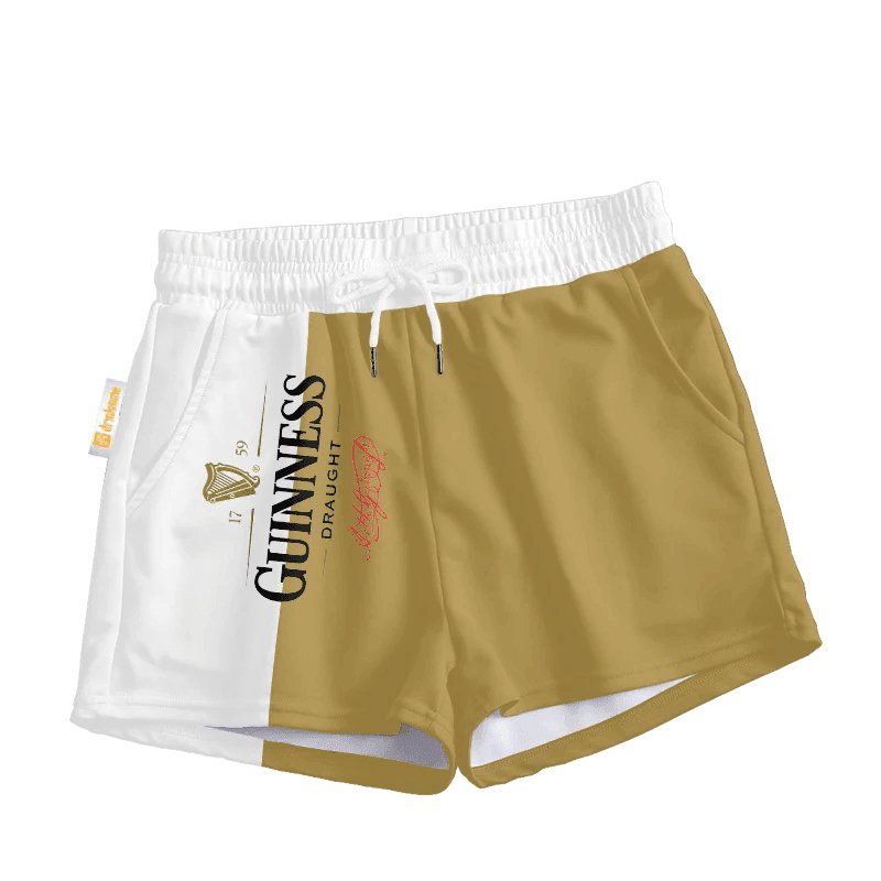 Guinness Gold And White Basic Women's Casual Shorts - VinoVogue.com