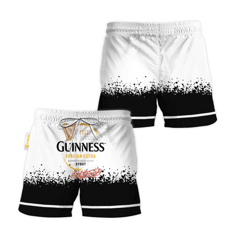 Guinness White Black Basic Swim Trunks - VinoVogue.com