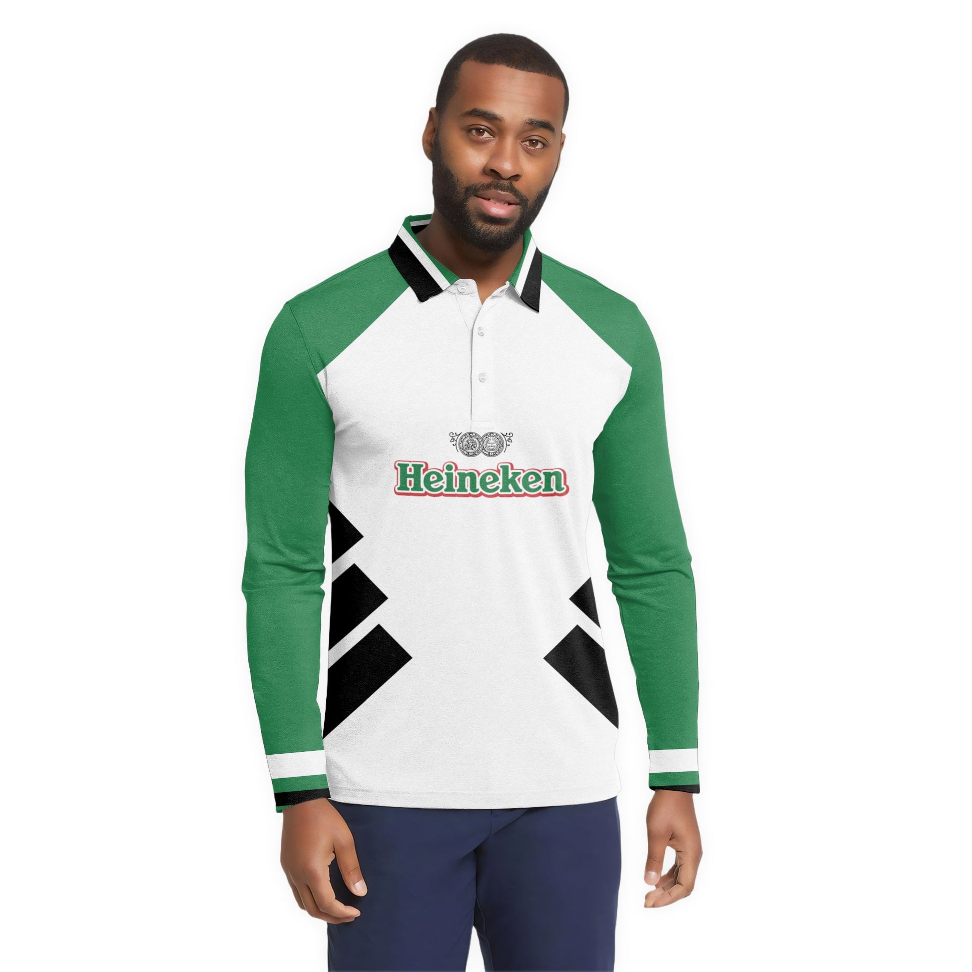 Heineken Bold Line Golf Long Sleeve Polo Shirt