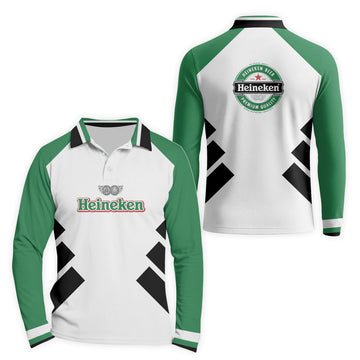 Heineken Bold Line Golf Long Sleeve Polo Shirt