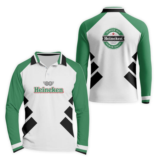 Heineken Bold Line Golf Long Sleeve Polo Shirt