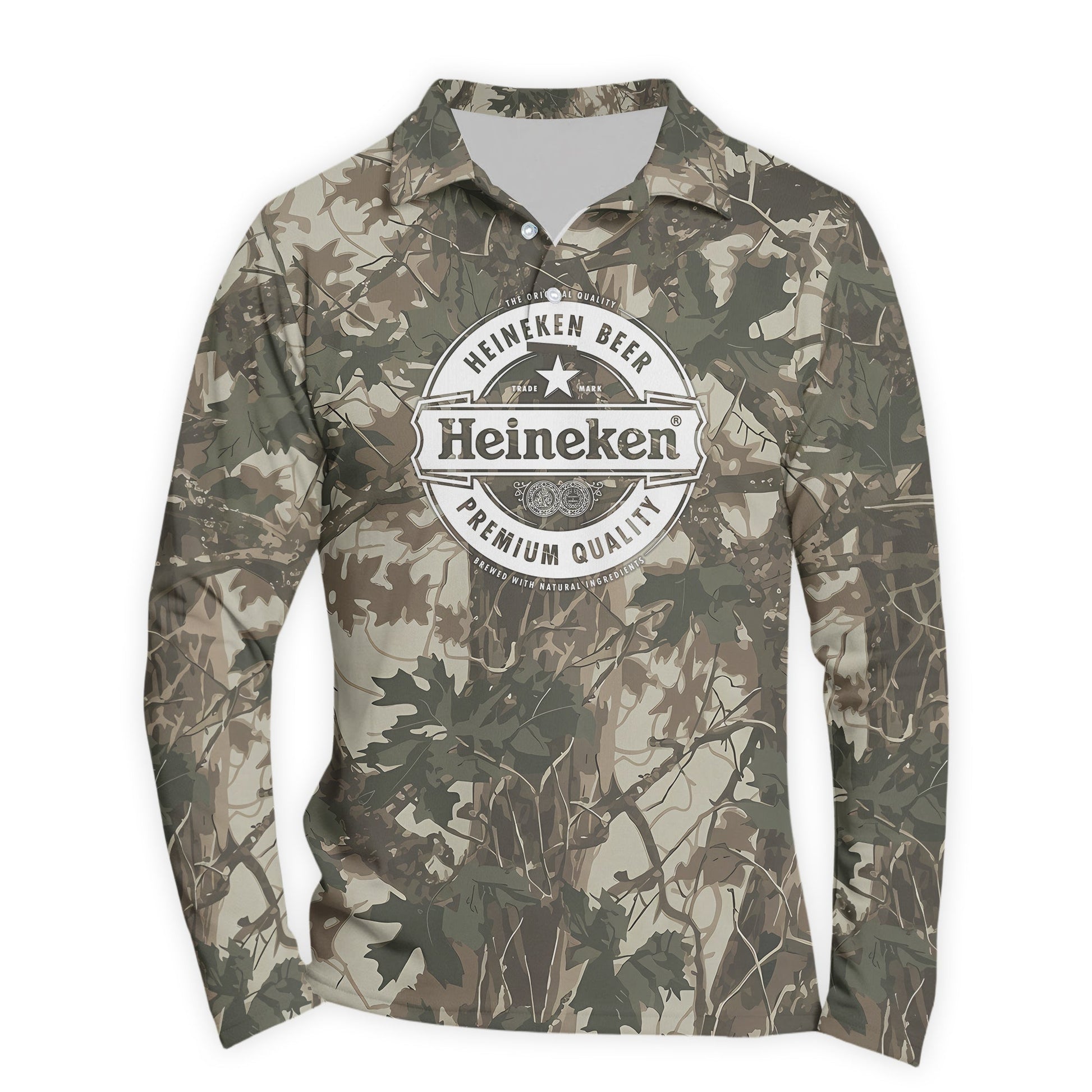 Heineken Country Camo Golf Long Sleeve Polo Shirt
