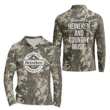 Heineken Country Camo Golf Long Sleeve Polo Shirt