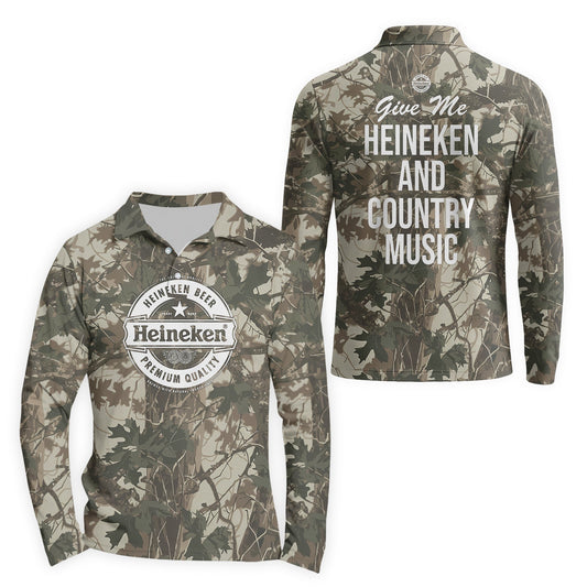 Heineken Country Camo Golf Long Sleeve Polo Shirt