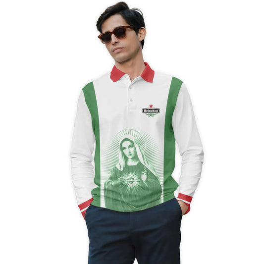 Heineken Sacred Maria Golf Long Sleeve Polo Shirt
