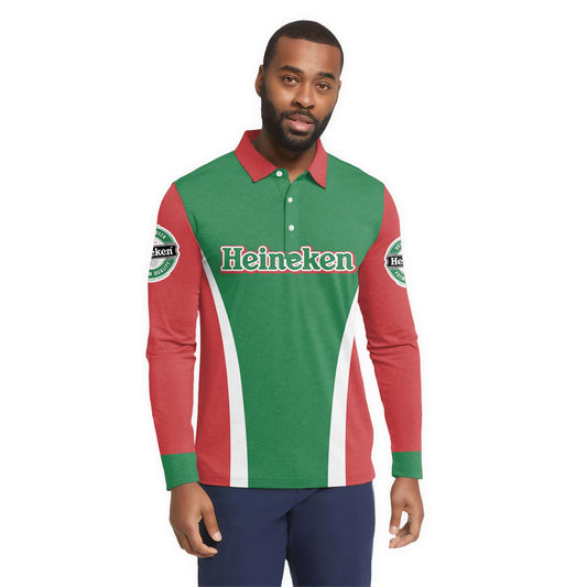  Heineken Summit Flow Golf Long Sleeve Polo Shirt