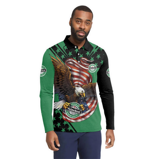 Heineken USA Iron Wings Legion Golf Long Sleeve Polo Shirt