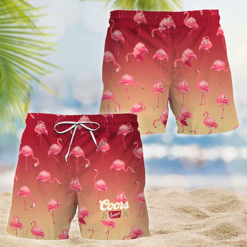 Coors Banquet Flamingo Hawaiian Shirt And Shorts Set - VinoVogue.com