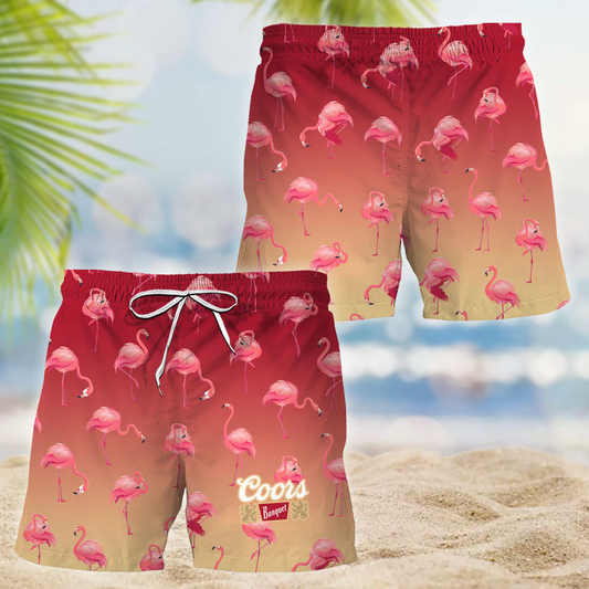Coors Banquet Flamingo Hawaiian Shirt And Shorts Set
