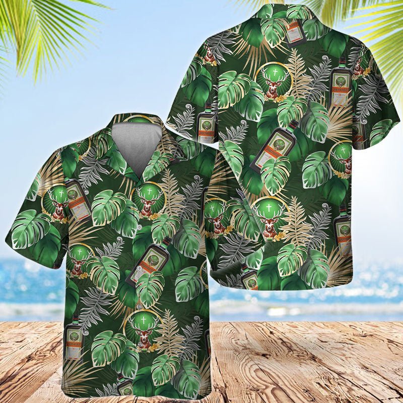 Jagermeister Palm Leaves Print Hawaiian Shirt - VinoVogue.com