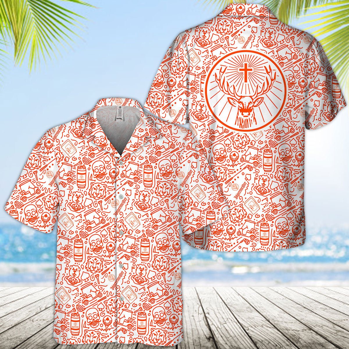 Jagermeister Summer Doodle Art Hawaiian Shirt - VinoVogue.com