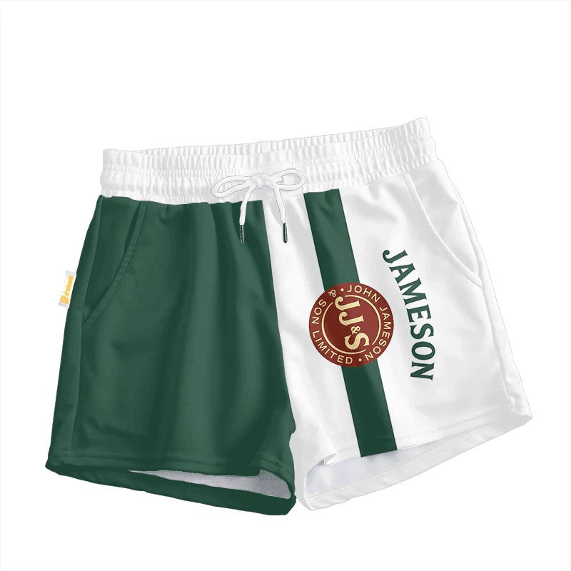 Jameson Green And White Women's Casual Shorts - VinoVogue.com