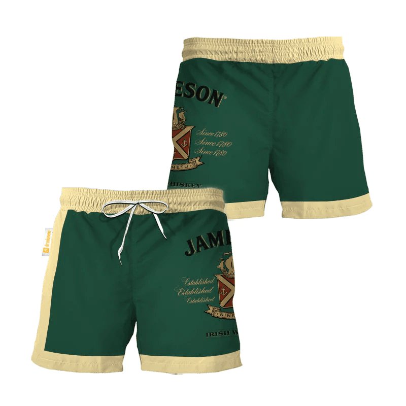 Jameson Green Beige Basic Swim Trunks - VinoVogue.com