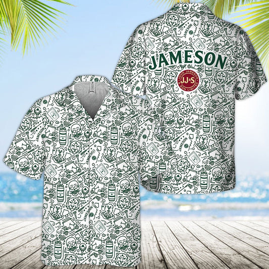 Jameson Summer Doodle Art Hawaiian Shirt - VinoVogue.com