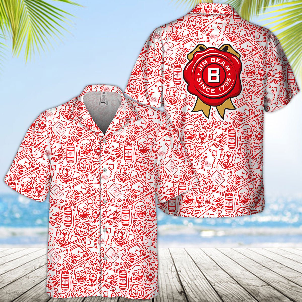 Jim Beam Summer Doodle Art Hawaiian Shirt - VinoVogue.com