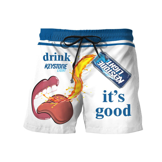 Drink Keystone Light It's Good Swim Trunks - VinoVogue.com