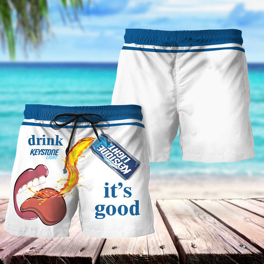 Drink Keystone Light It's Good Swim Trunks - VinoVogue.com