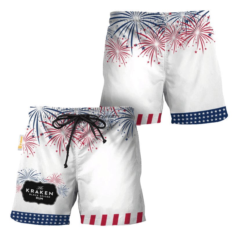 Kraken Rum American Independence Day Swim Trunks - VinoVogue.com