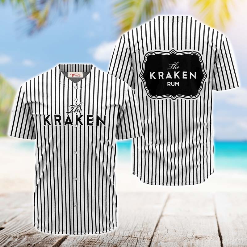 Kraken Rum Black And White Striped Jersey Shirt - VinoVogue.com