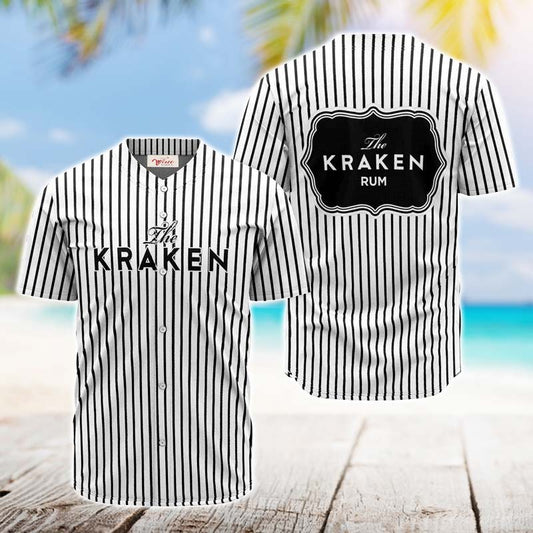 Kraken Rum Black And White Striped Jersey Shirt - VinoVogue.com