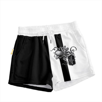 Kraken Rum Black And White Women's Casual Shorts - VinoVogue.com