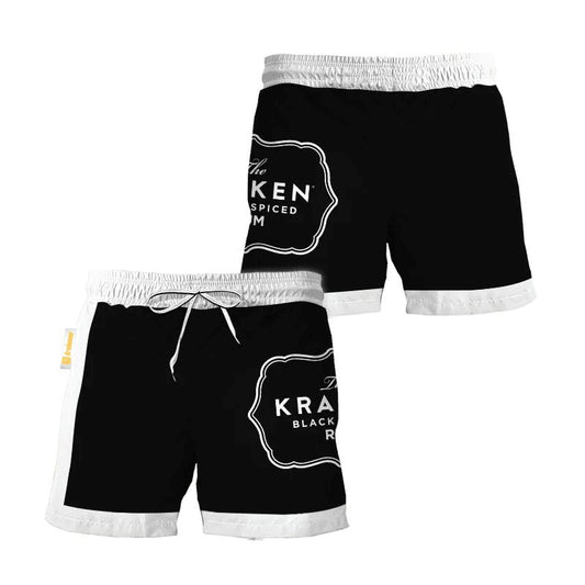 Kraken Rum Black White Basic Swim Trunks - VinoVogue.com