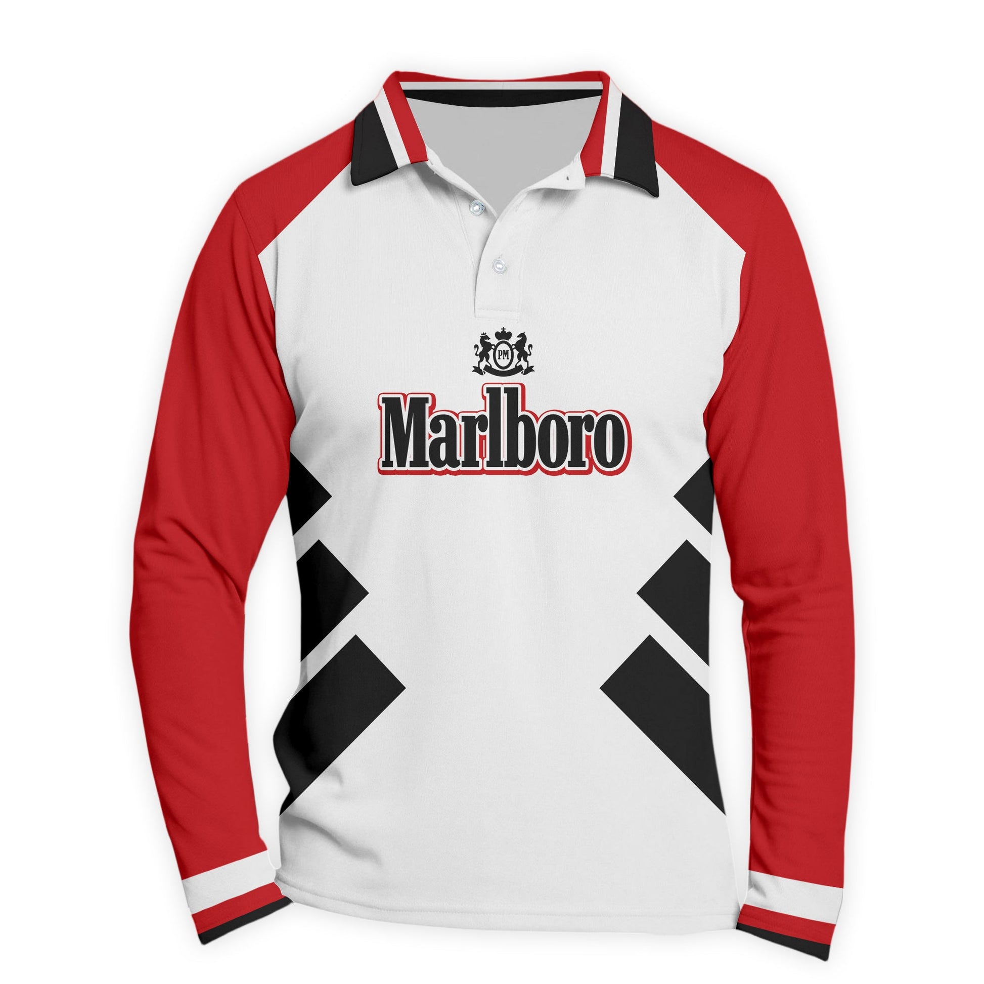 Marlboro Bold Line Golf Long Sleeve Polo Shirt