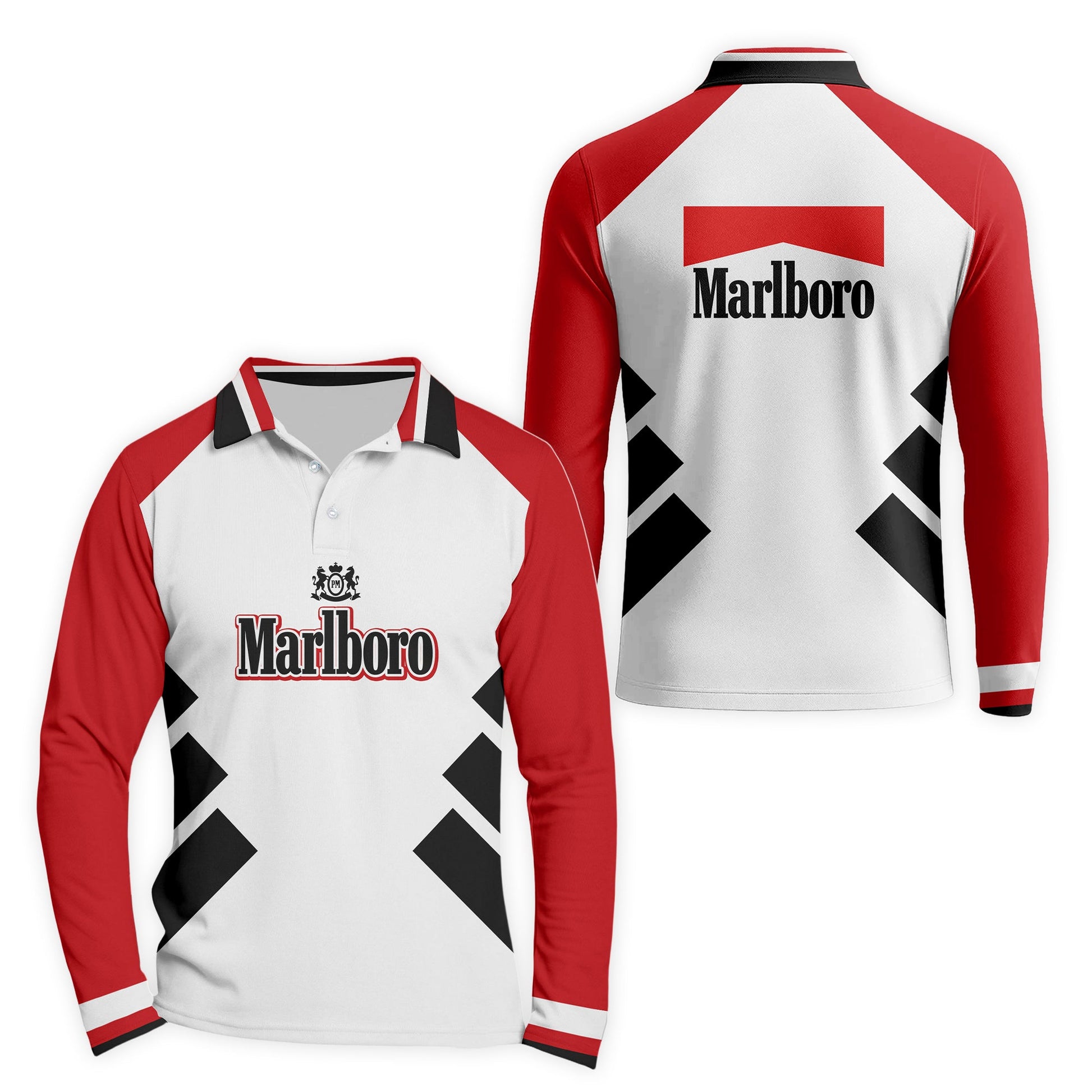 Marlboro Bold Line Golf Long Sleeve Polo Shirt