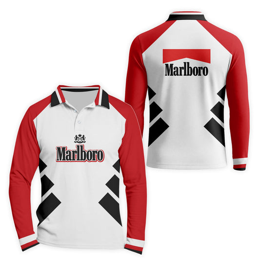 Marlboro Bold Line Golf Long Sleeve Polo Shirt