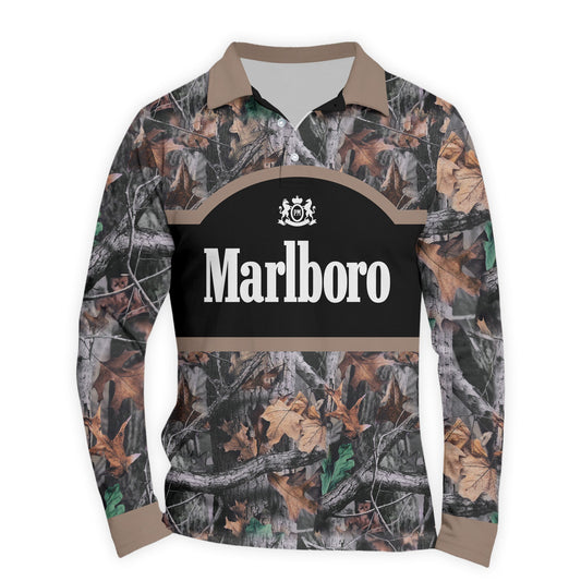 Marlboro Camouflage Golf Long Sleeve Polo Shirt