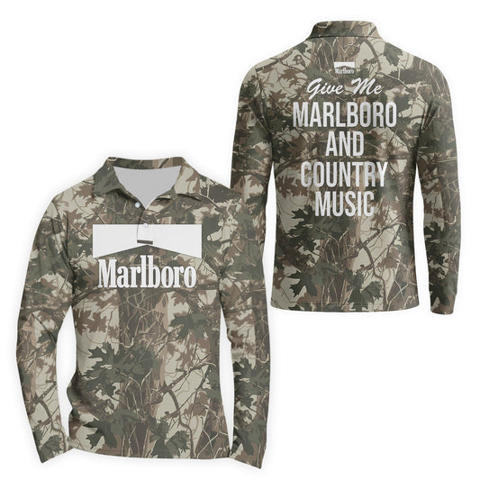 Marlboro Country Camo Golf Long Sleeve Polo Shirt