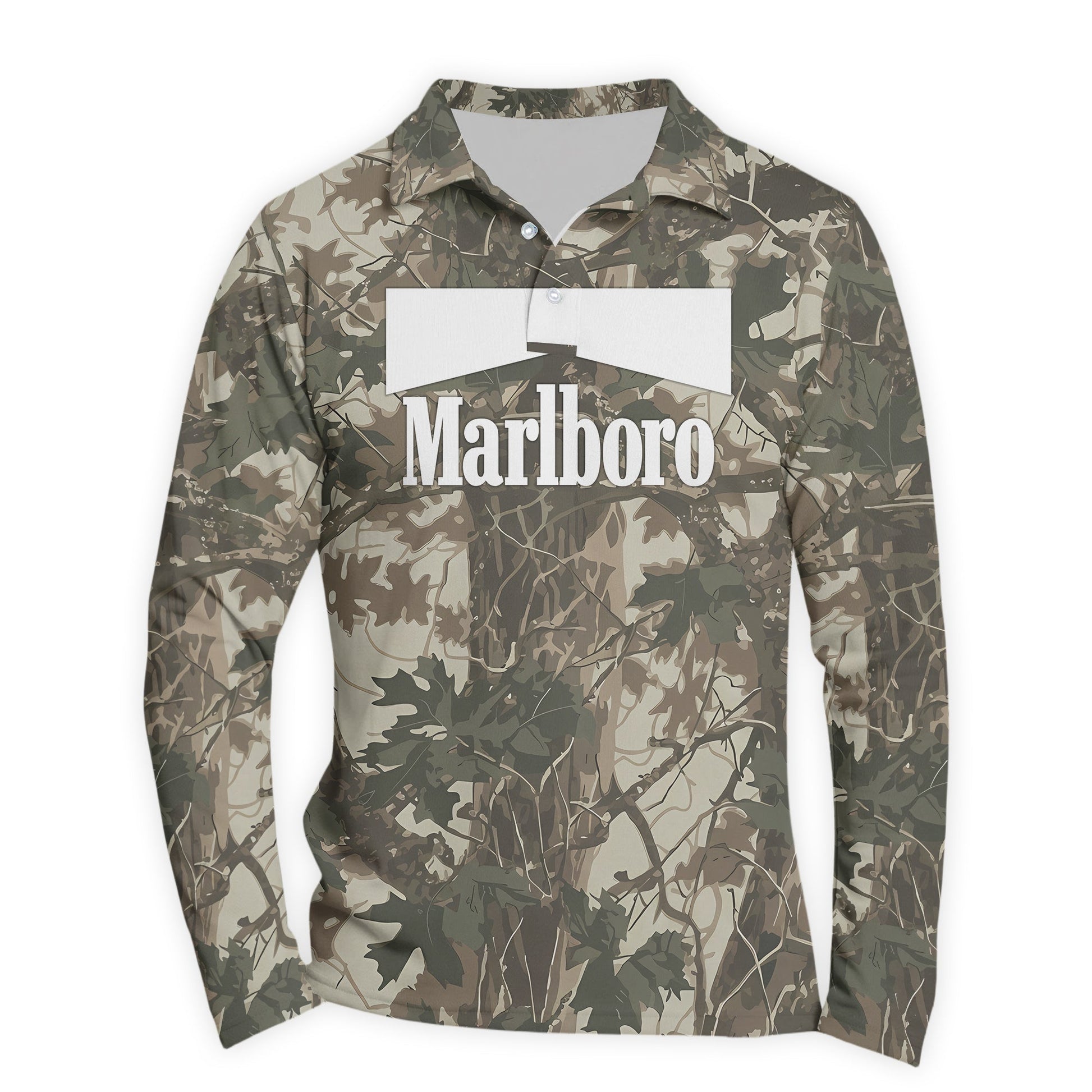 Marlboro Country Camo Golf Long Sleeve Polo Shirt